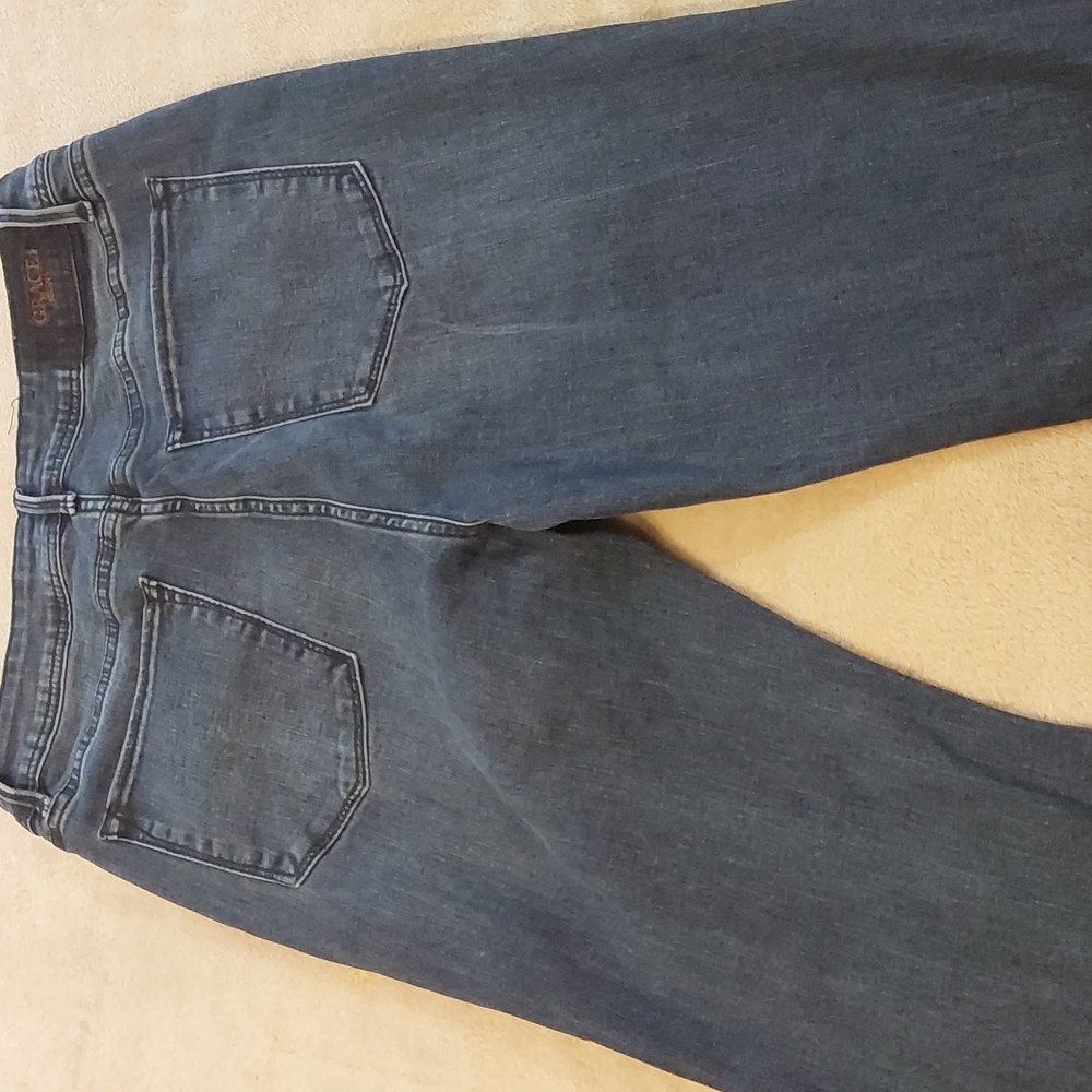 Grace of LA Women's High Waisted Super Flare Bell Bottom Raw Hem Jeans Size 32 - Picture 14 of 16